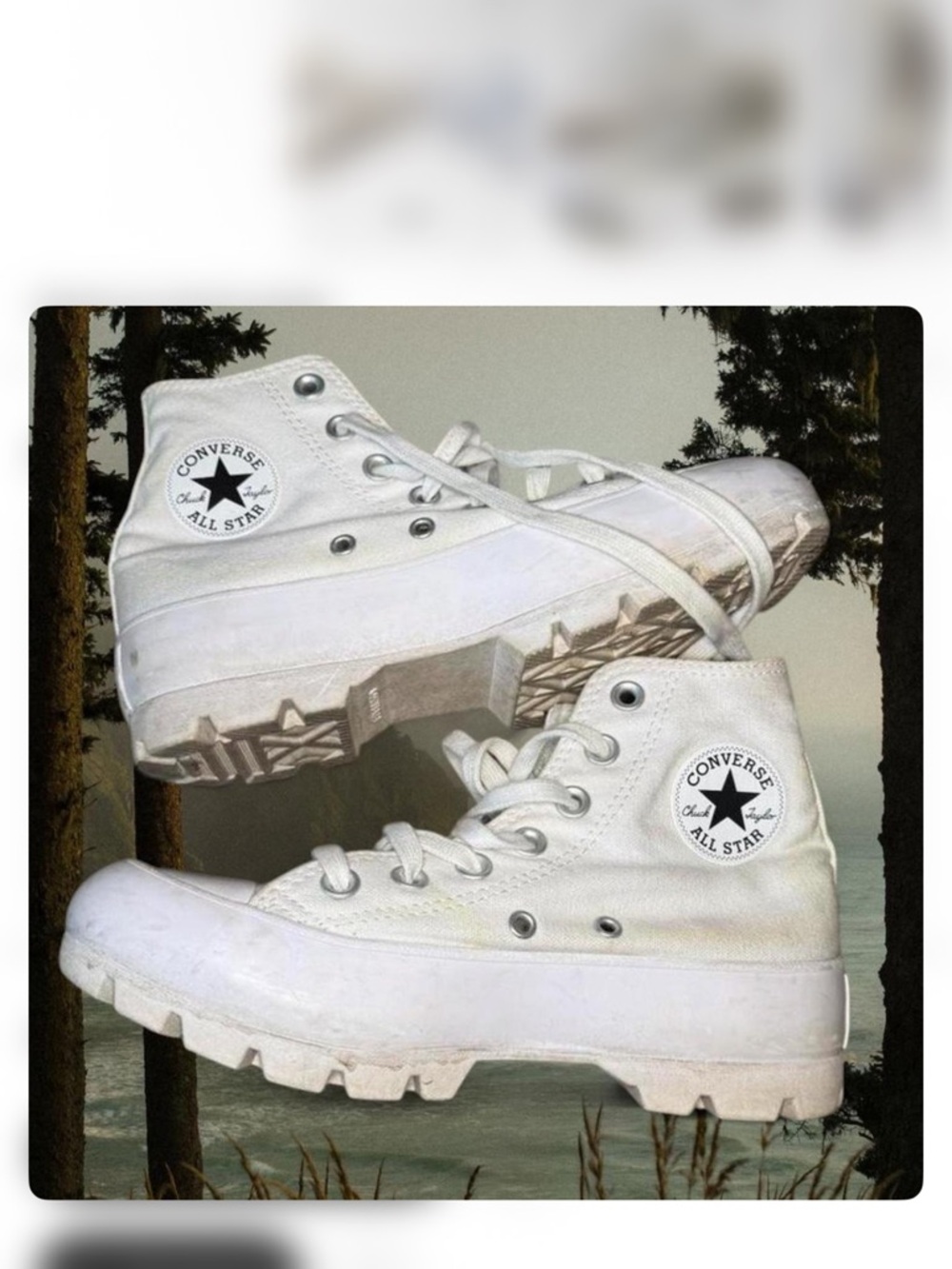 Converse White High-Top Lug Sole Sneakers